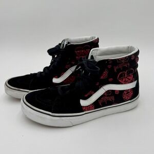 Vans Sk8 Hi Love You To Death Black Red Skull Rose Shoes Size US 8 Mens